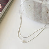 S925 Silver Girl Double Layer Snake Bone Chain Necklace