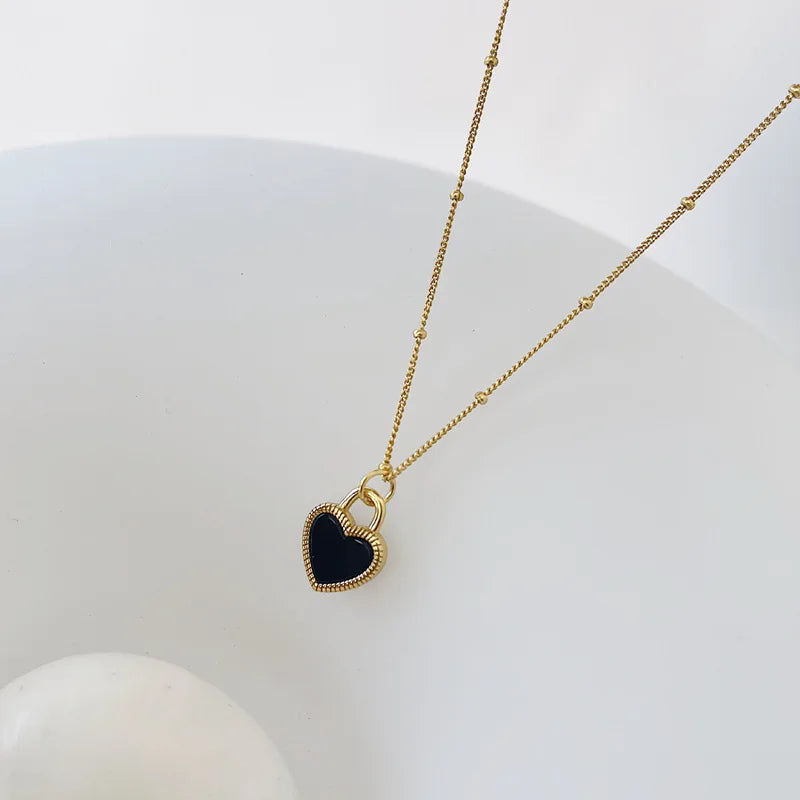 S925 Silver Ins Wind Agate Shell Love Necklace Girl