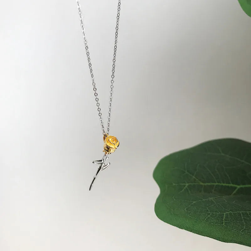 S925 Silver Little Prince's Rose Collar Necklace for Girls
