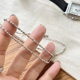 S925 Silver Ball Rice Charm Collar Necklace for Girls