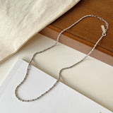 S925 Silver Ball Rice Charm Collar Necklace for Girls