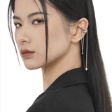 S925 Shell Pearl Ear Clip Senior Hollow Chain Ear Bone Clip