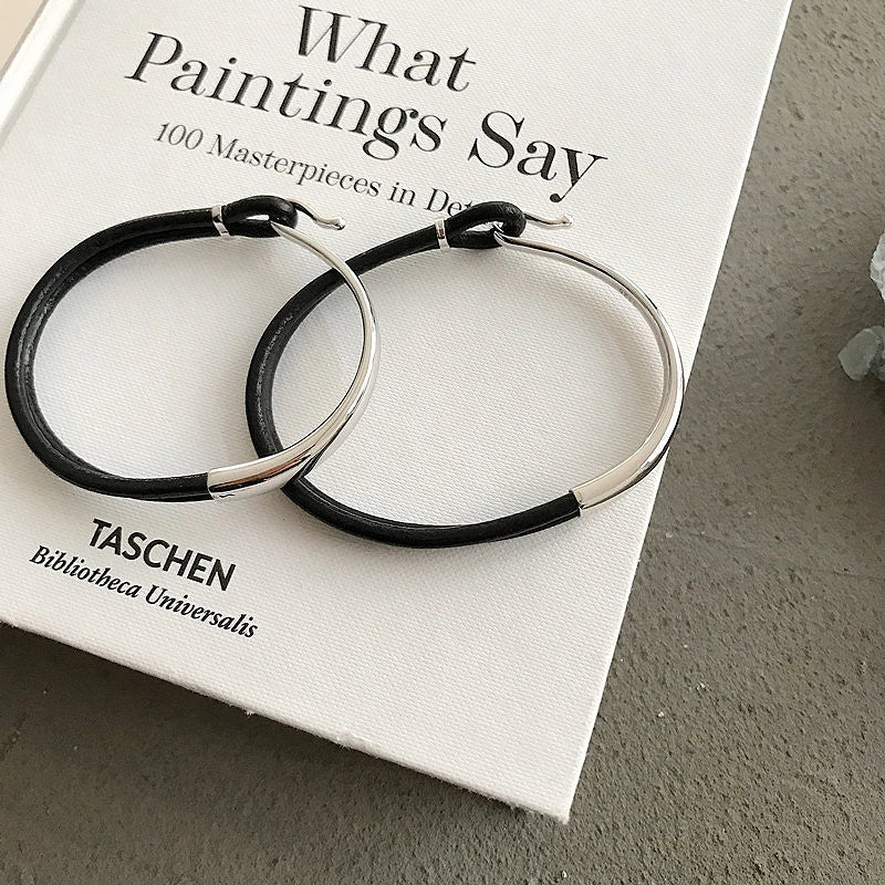 S925 Silver Leather Cowhide Couple Bracelet