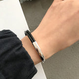 S925 Silver Leather Cowhide Couple Bracelet