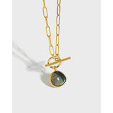 South Style Light OT Stone Necklace S925 Pure Silver Emerald Noble