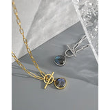 South Style Light OT Stone Necklace S925 Pure Silver Emerald Noble