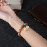 Red Agate Beaded Bracelet Charm Bracelet Gift for Women