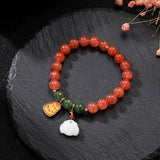 Red Agate Beaded Bracelet Charm Bracelet Gift for Women