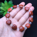 Red Agate Heart Bracelet Clear Crystal Elastic Jewellery