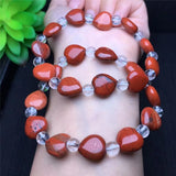Red Agate Heart Bracelet Clear Crystal Elastic Jewellery