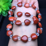Red Agate Heart Bracelet Clear Crystal Elastic Jewellery