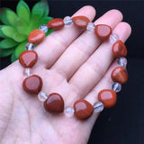 Red Agate Heart Bracelet Clear Crystal Elastic Jewellery