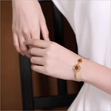 Silver Plated Agate Stone Bracelet Palace Style Hanfu Bangle