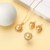 Pearl Jewelry Set with Zircon for Women Party Wedding Gift