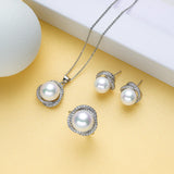 Pearl Jewelry Set with Zircon for Women Party Wedding Gift