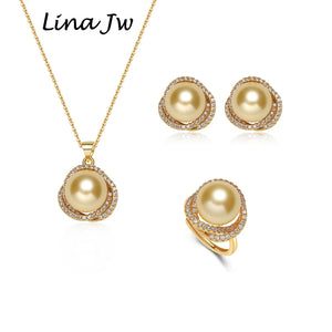 Pearl Jewelry Set with Zircon for Women Party Wedding Gift