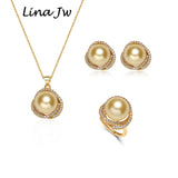 Pearl Jewelry Set with Zircon for Women Party Wedding Gift