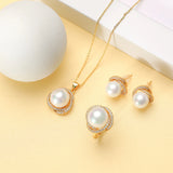 Pearl Jewelry Set with Zircon for Women Party Wedding Gift