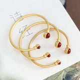 Southern Red Agate Bracelet Small Sterling Silver Plated
