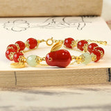 Red Tourmaline Rabbit Bracelet with Hotan Jade Bead Chain