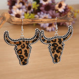Leopard Print Cowhide Earrings for Cowgirl Women