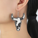 Leopard Print Cowhide Earrings for Cowgirl Women