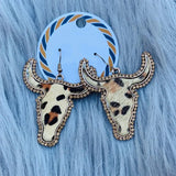 Leopard Print Cowhide Earrings for Cowgirl Women
