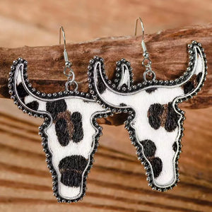 Leopard Print Cowhide Earrings for Cowgirl Women