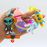Space Astronaut Keychain Alien Spaceship Cartoon PVC Key Rings Gift
