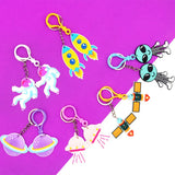 Space Astronaut Keychain Alien Spaceship Cartoon PVC Key Rings Gift