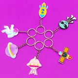 Space Astronaut Keychain Alien Spaceship Cartoon PVC Key Rings Gift