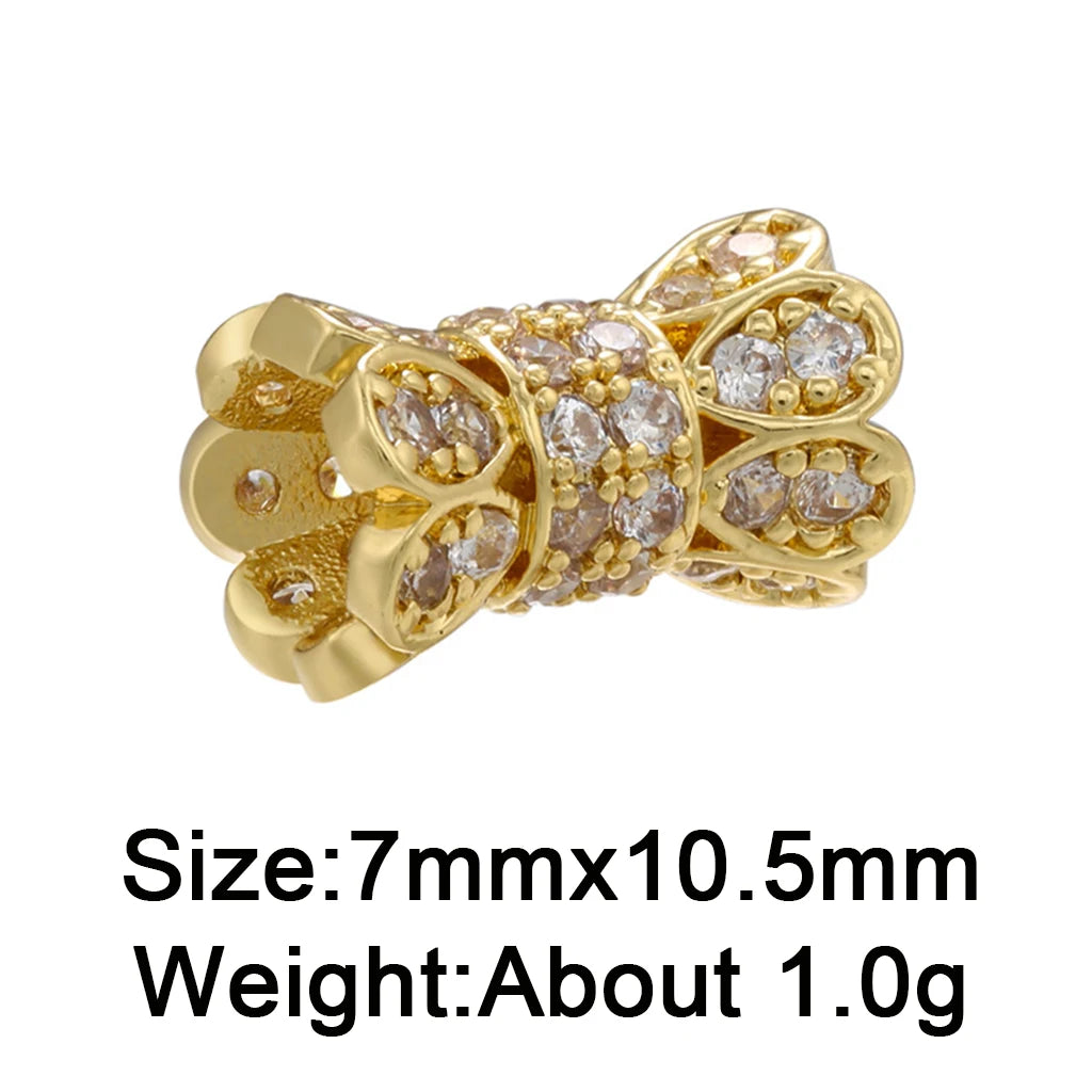 Big Hole Zircon Inlay Spacer Beads for Jewelry Making