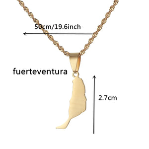 Spain Canary Islands Fuerteventura Map Pendant Necklaces Women Girl Jewelry