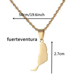 Spain Canary Islands Fuerteventura Map Pendant Necklaces Women Girl Jewelry