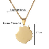 Spain Canary Islands Gran Canaria Map Pendant Necklace