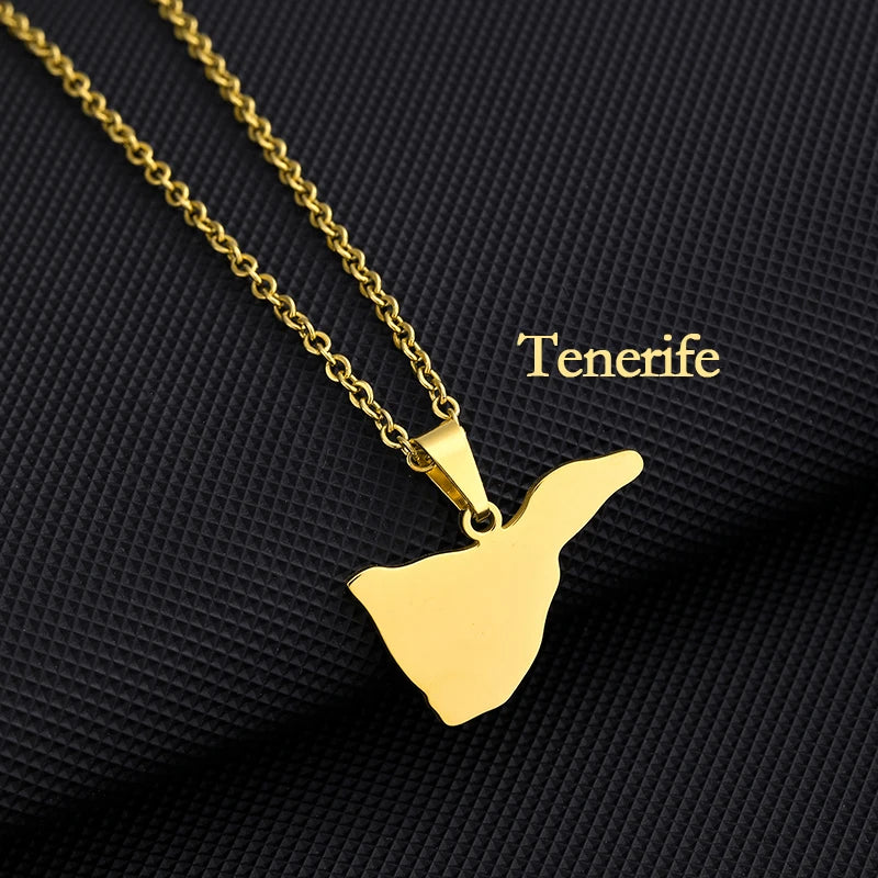 Canary Islands Stainless Steel Pendant Necklace
