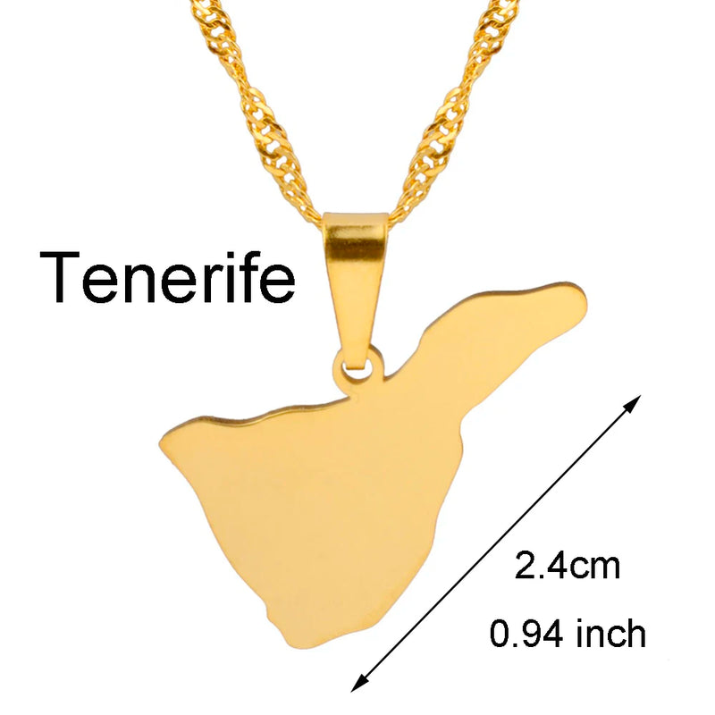 Spain Canary Islands Map Pendant Necklace Jewelry