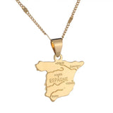 Spain Map Pendant Necklace for Women Spanish Map Charm Jewelry