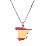 Spain Map Pendant Necklace Silver Spanish Jewelry Espagne