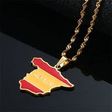 Spain Map Pendant Necklace Silver Spanish Jewelry Espagne