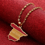 Spain Map Pendant Necklace Silver Spanish Jewelry Espagne