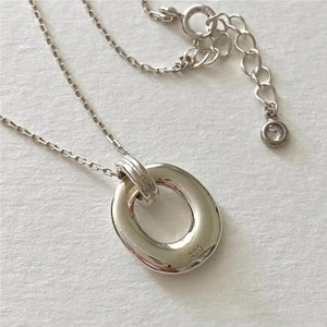 Spain S925 Sterling Silver Geometric Donut Pendant Necklace