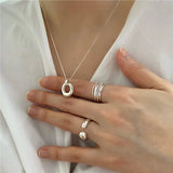 Spain S925 Sterling Silver Geometric Donut Pendant Necklace