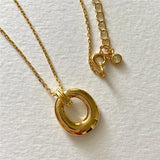 Spain S925 Sterling Silver Geometric Donut Pendant Necklace