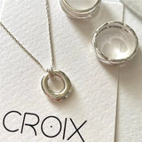 Spain S925 Sterling Silver Geometric Donut Pendant Necklace