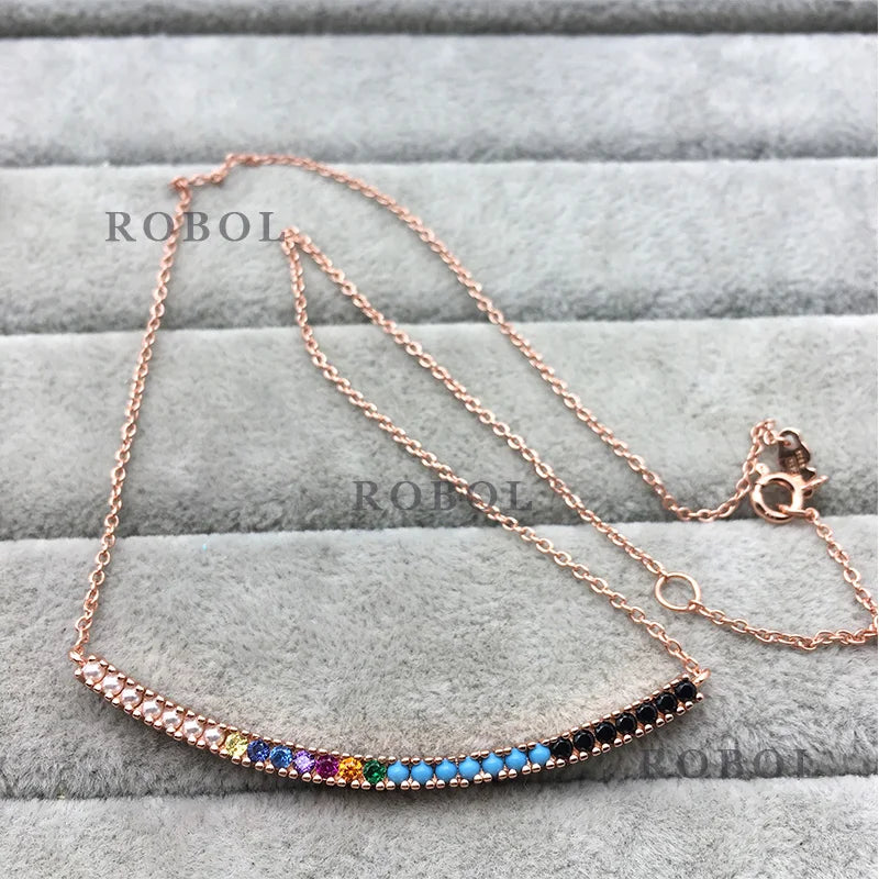 Spanish Bear Sterling Silver Necklace, Colorful Gold-plated Tone