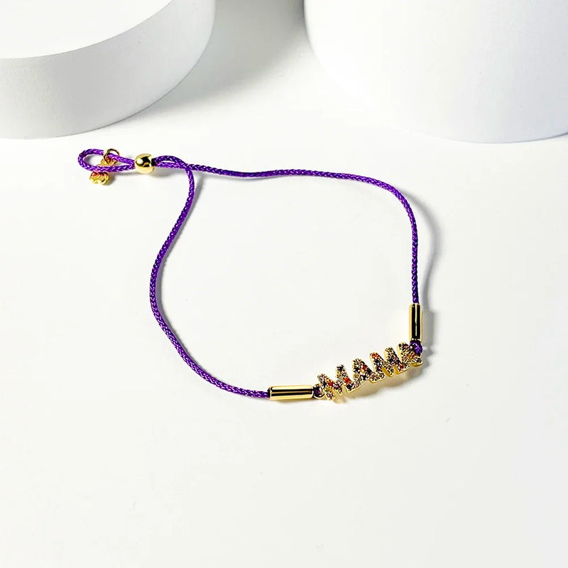 Spanish Bear Pink Rope Bracelets and Amethyst Jewelry Set