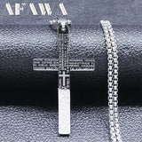 Spanish Lord's Prayer Cross Necklace Stainless Steel