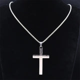 Spanish Lord's Prayer Cross Necklace Stainless Steel