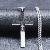 Spanish Lord's Prayer Cross Necklace Stainless Steel